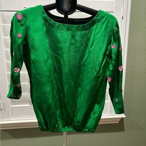 Silk green top